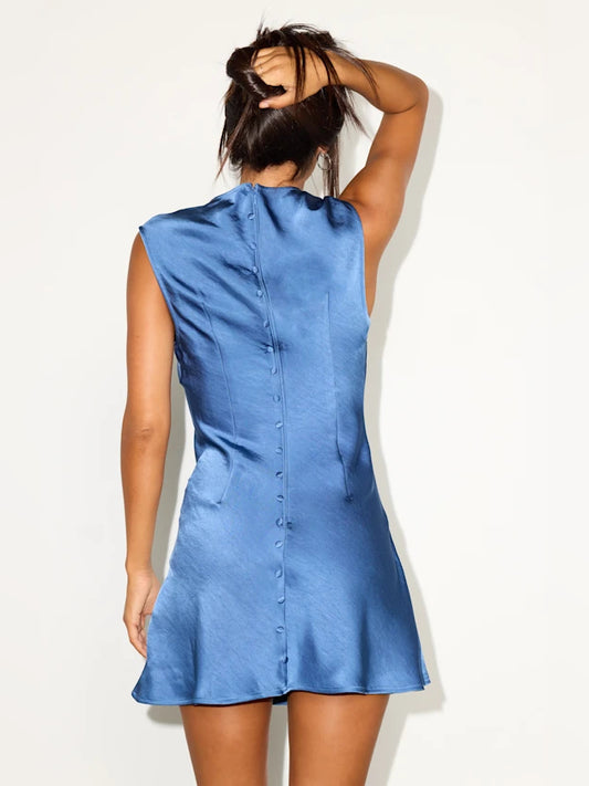 Slate Blue mini homecoming dress, alternate view showing the bodice and skirt