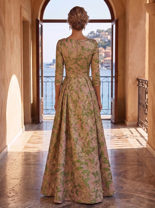 Dusty Rose floor-length mother of the bride dress, alternate view showing the bodice and skirt