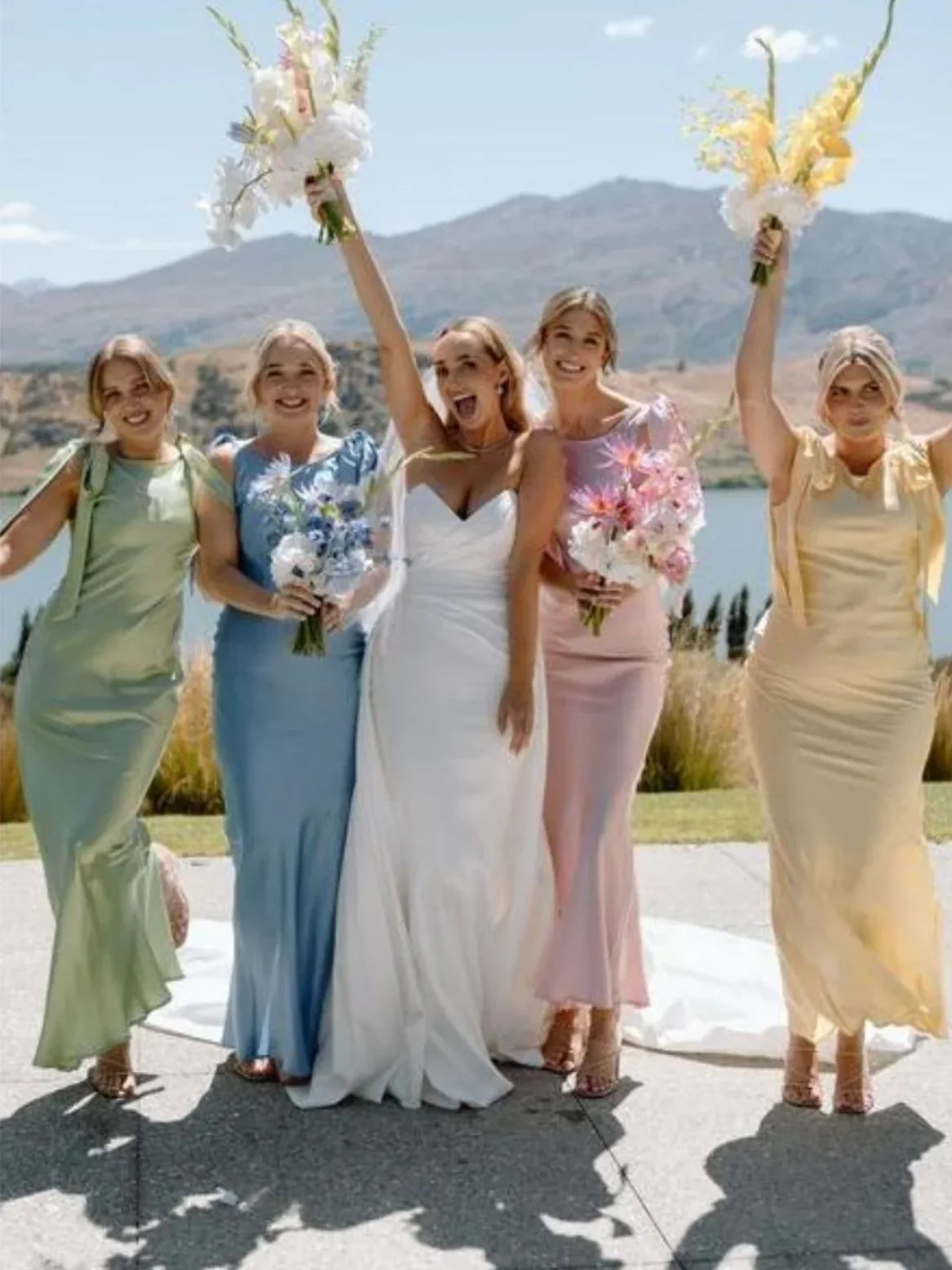 Yellow floor-length bridesmaid dress, alternate view showing the bodice and skirt