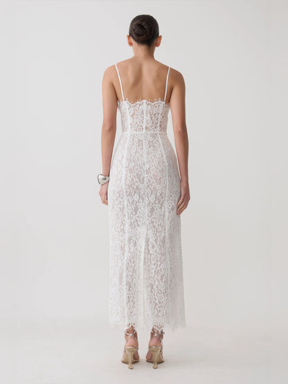 White midi formal dress, alternate view