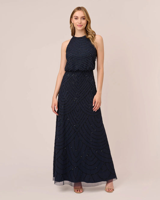 halter neck column floor-length mother of the bride dress - image 2