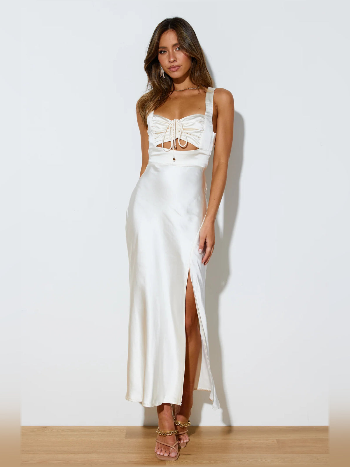 Cream midi formal dress, alternate view