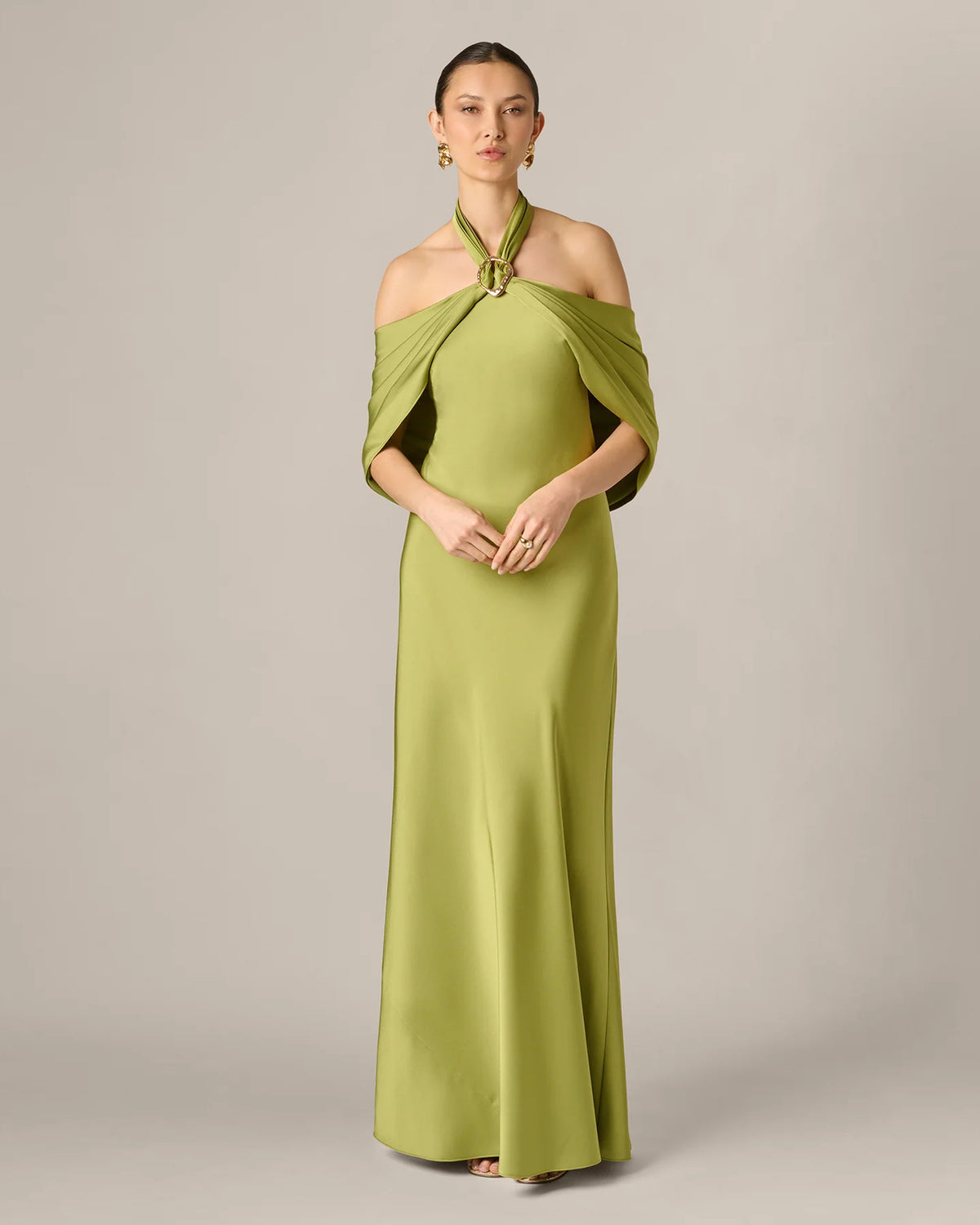 halter neck a-line maxi mother of the bride dress - image 2