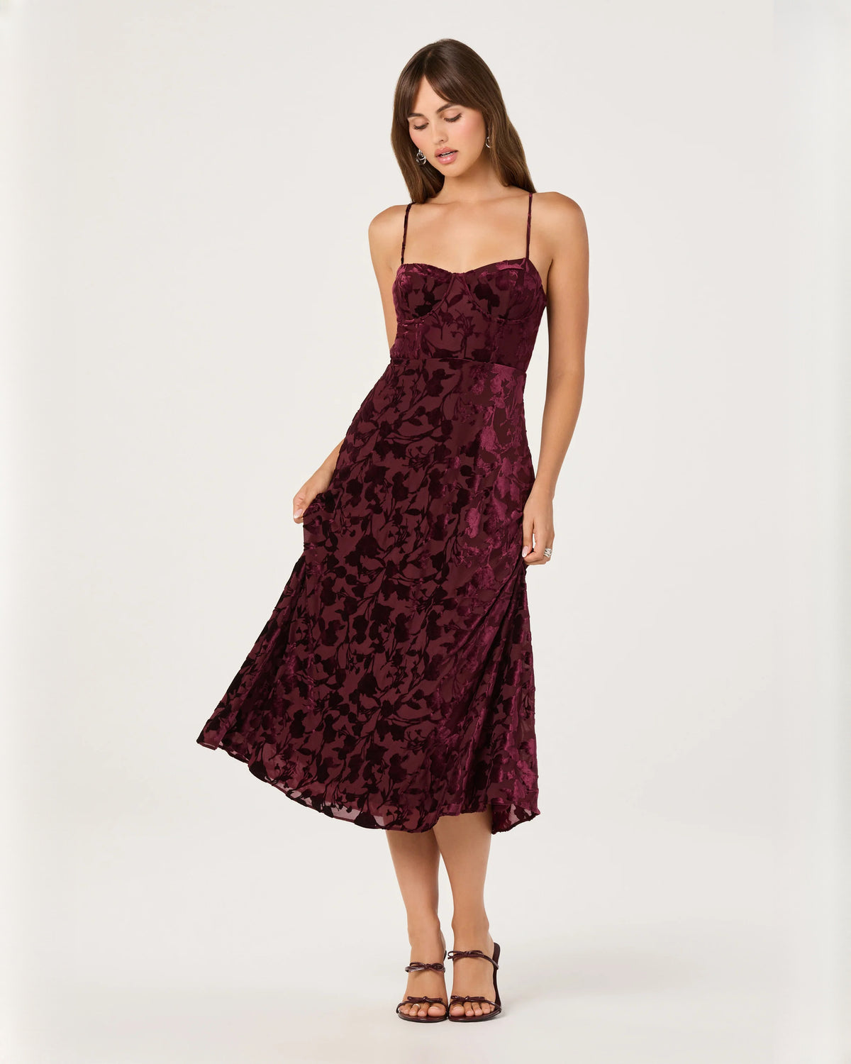 sweetheart mesh a-line midi bridesmaid dress - image 2