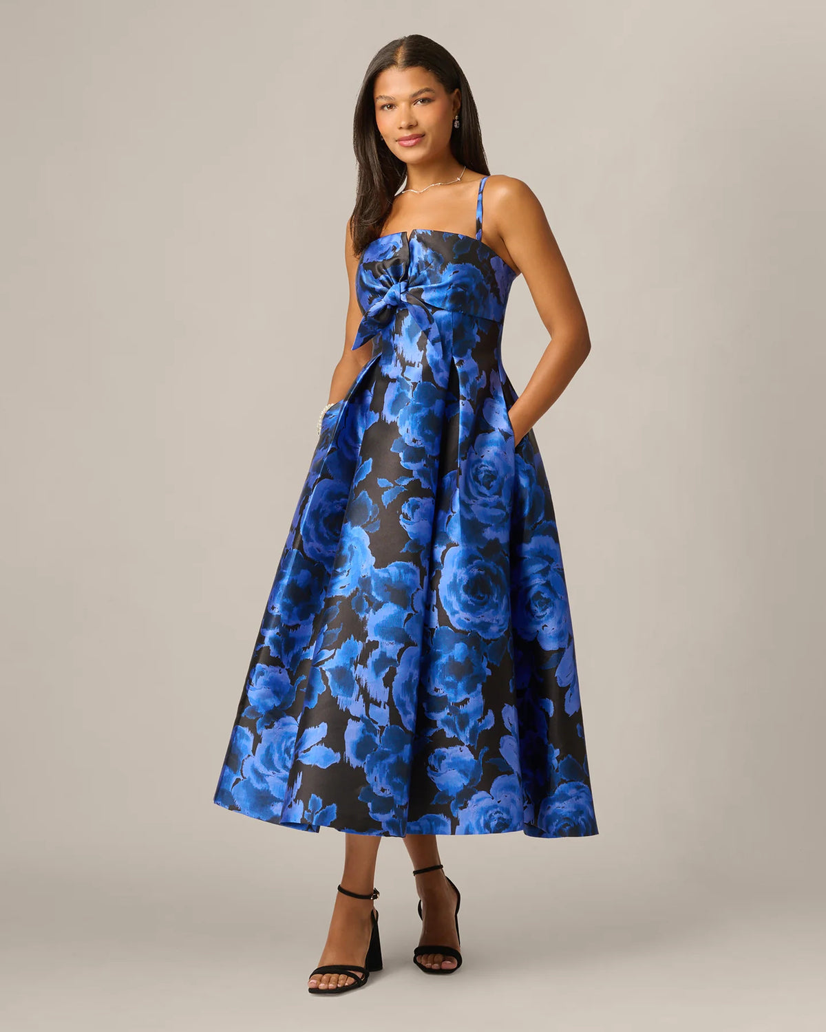 spaghetti strap a-line maxi mother of the bride dress - image 2