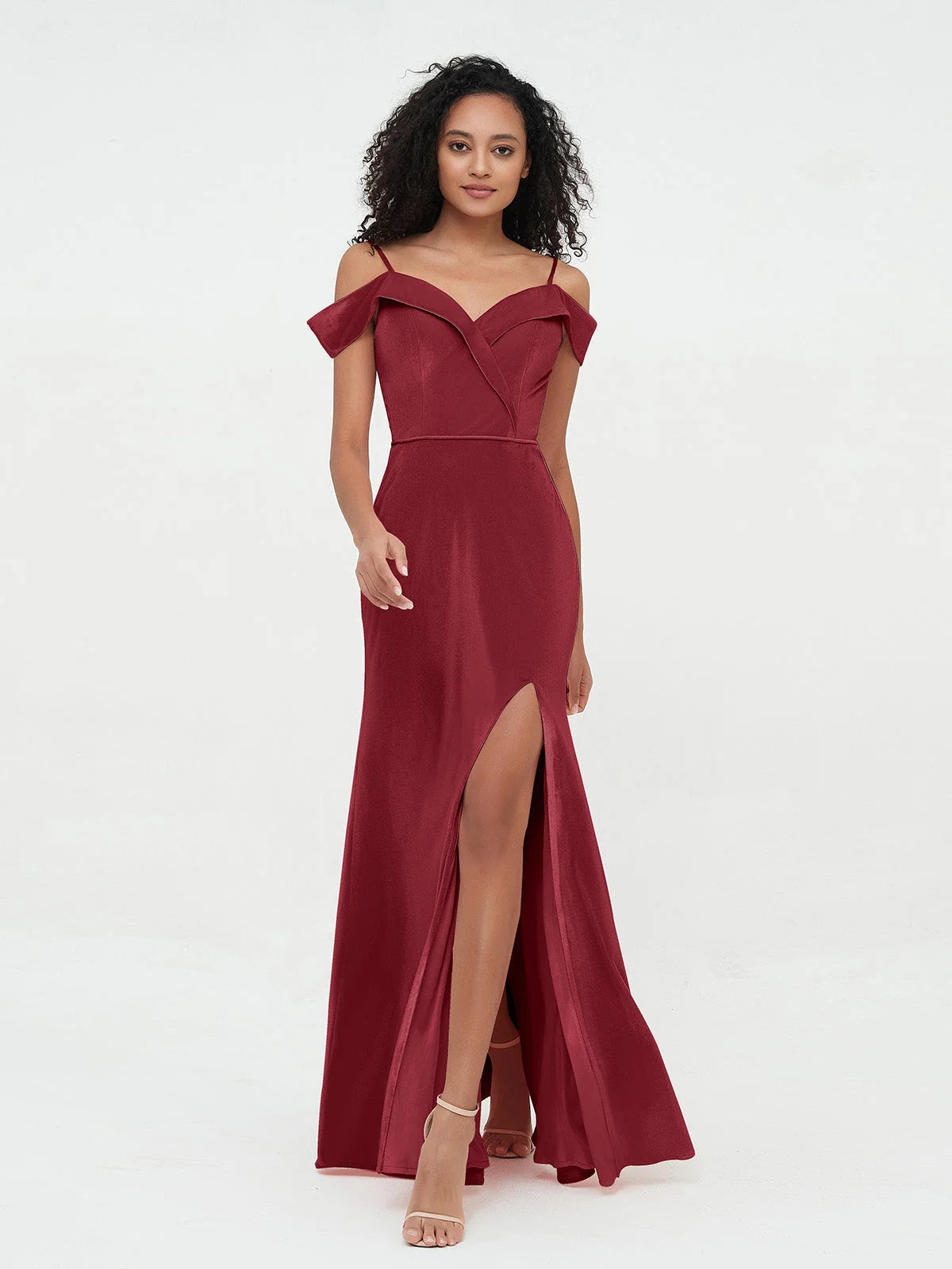 Red maxi prom dress, alternate view showing the bodice and skirt