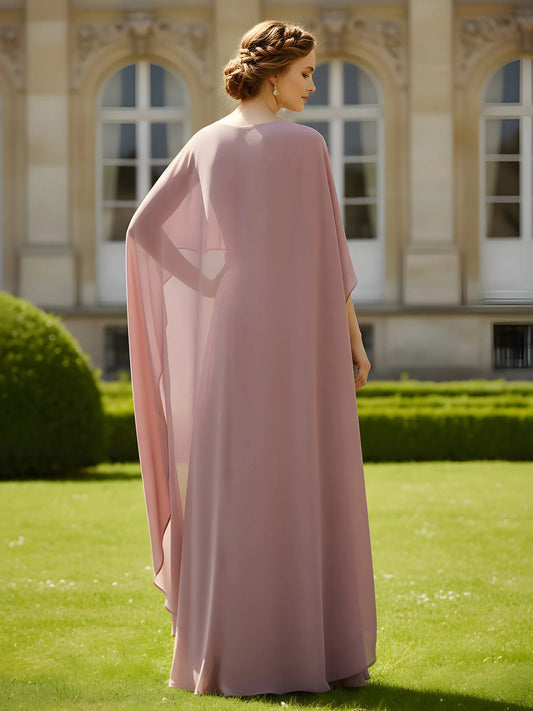 Dusty Rose floor-length mother of the bride dress, alternate view showing the bodice and skirt