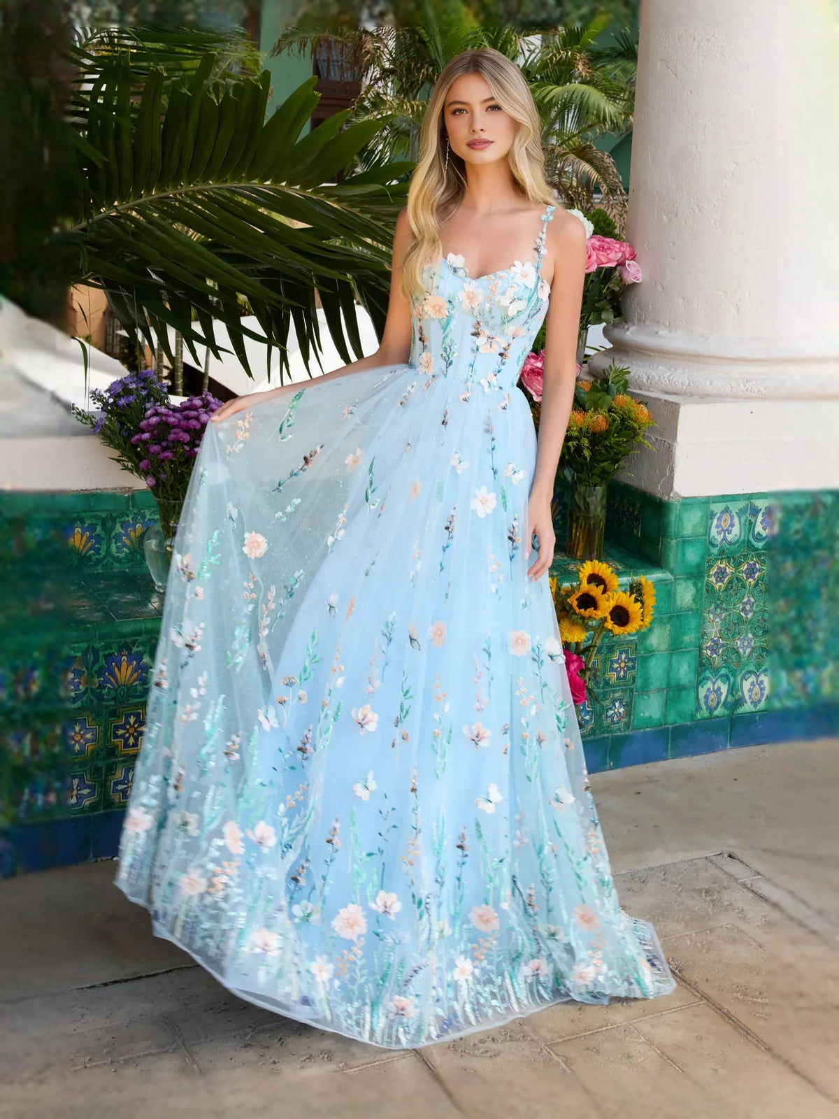 As Picture floor-length prom dress, alternate view showing the bodice and skirt