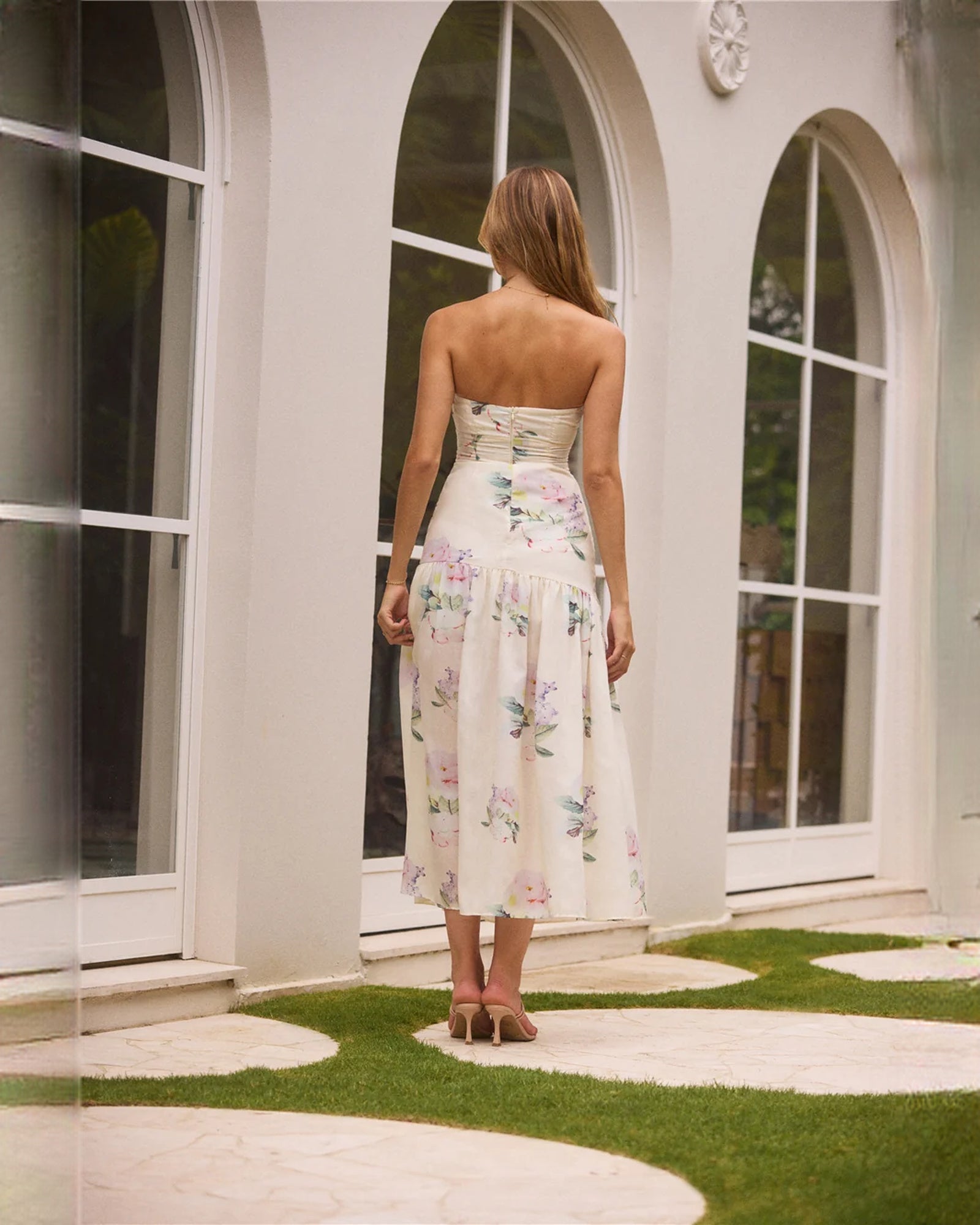 strapless chiffon a-line maxi bridesmaid dress - image 2