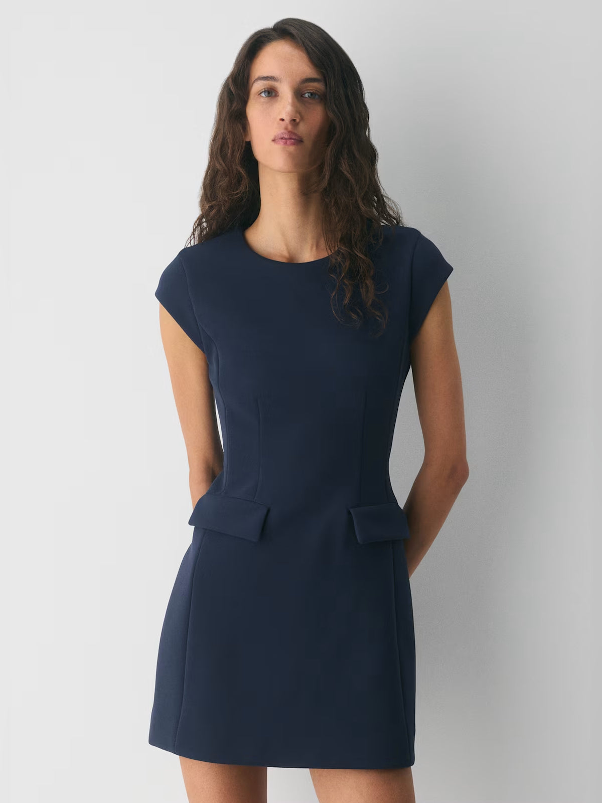 Teal mini homecoming dress, alternate view showing the bodice and skirt
