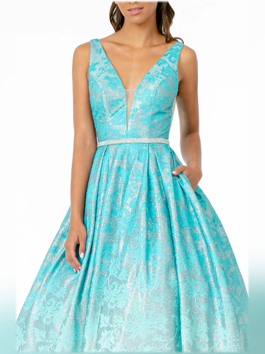 Mint Green a-line floor-length formal dress with beading, alternate view