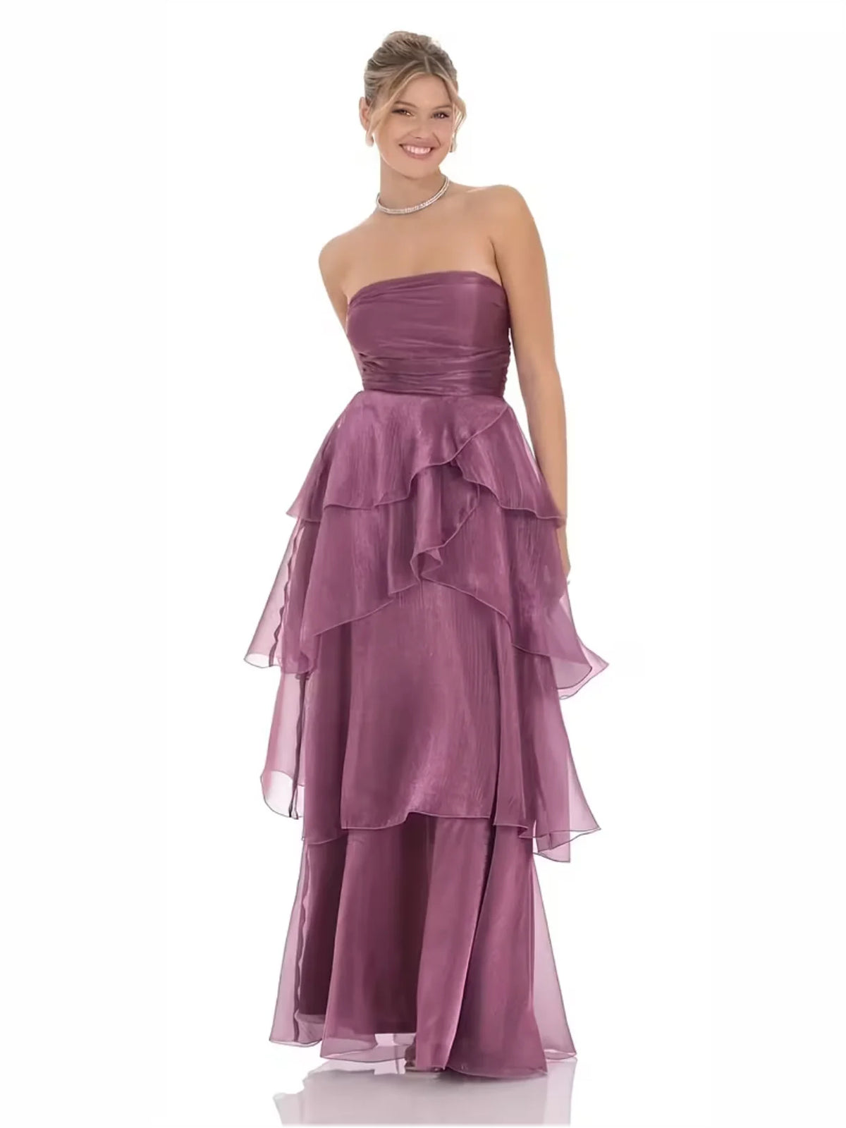Purple floor-length wedding dress, alternate view showing the bodice and skirt