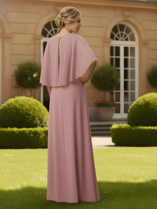 Dusty Rose floor-length mother of the bride dress, alternate view showing the bodice and skirt