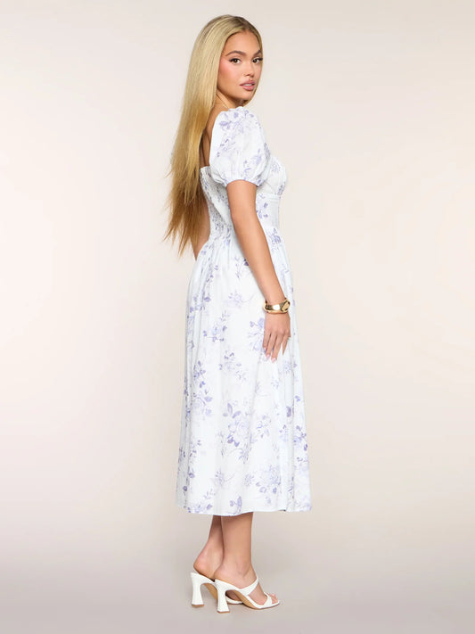 Floral midi formal dress with floral print, alternate view