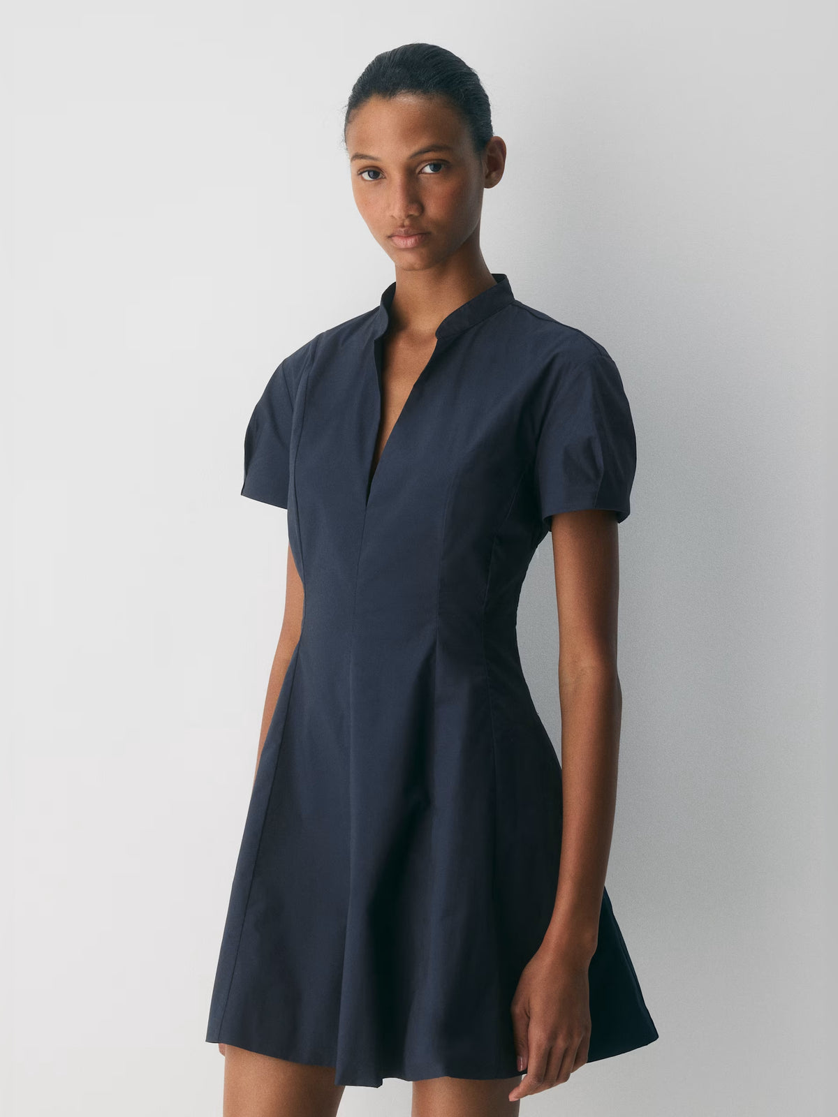 Black mini homecoming dress, alternate view showing the bodice and skirt