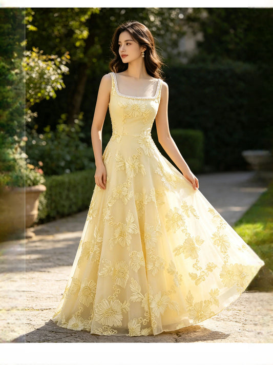 Daffodil floor-length prom dress, alternate view showing the bodice and skirt