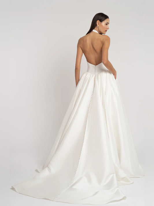halter neck ball-gown floor-length formal dress - image 2