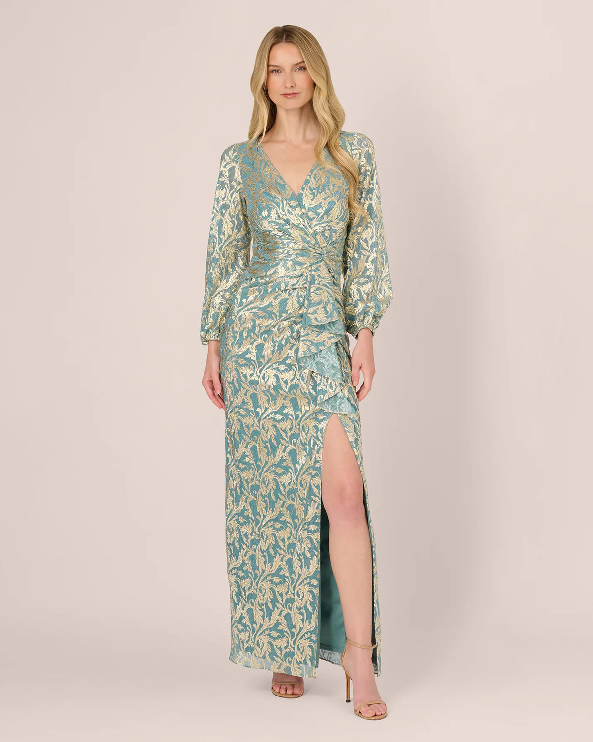 long-sleeve a-line maxi mother of the bride dress - image 2
