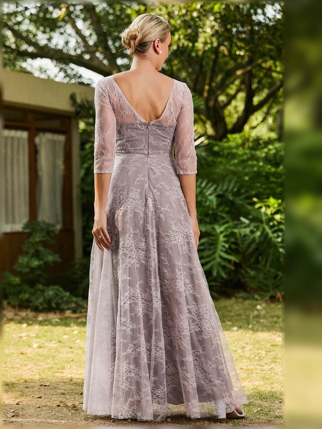 Dusk floor-length mother of the bride dress, alternate view showing the bodice and skirt