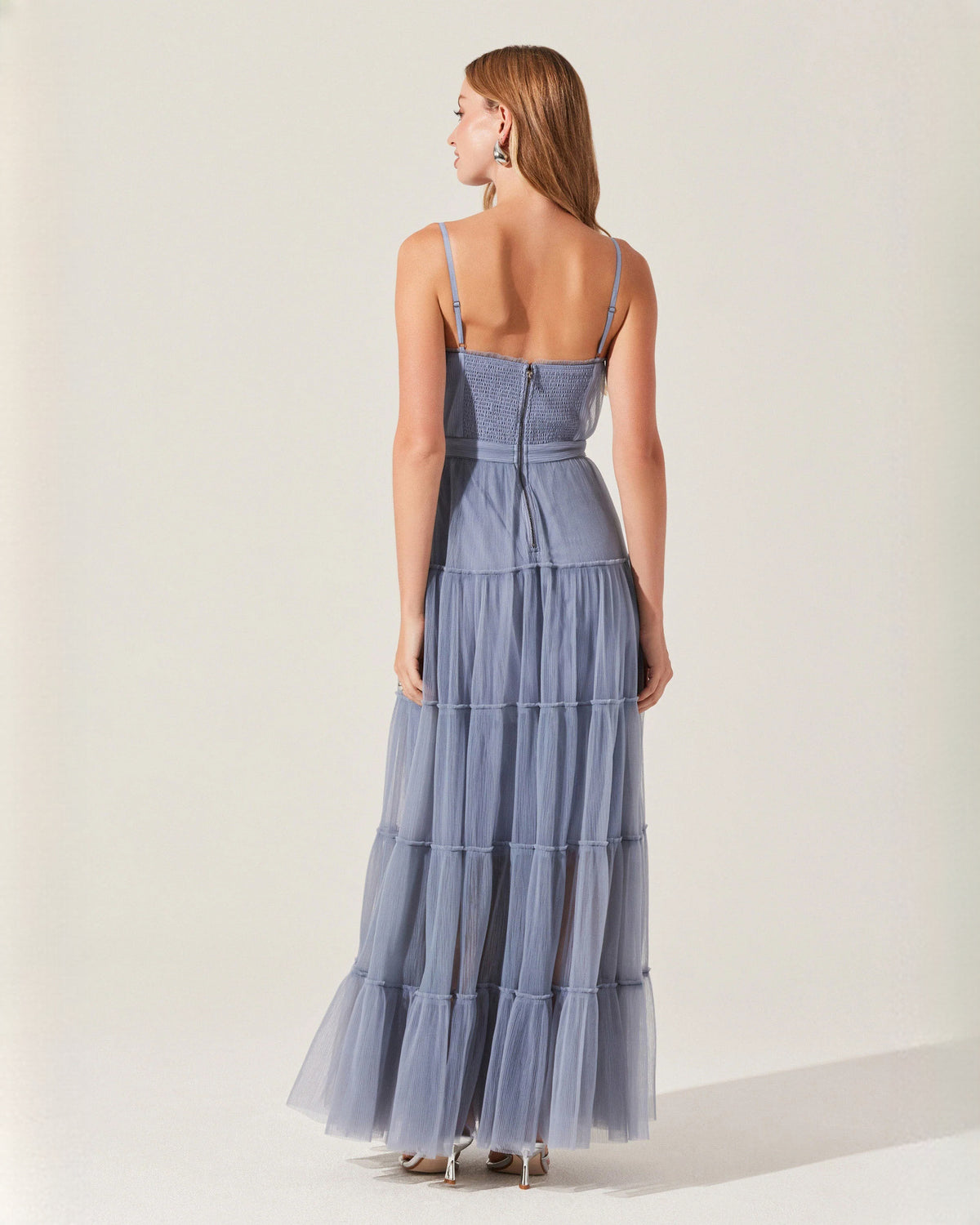 sweetheart mesh a-line maxi bridesmaid dress - image 2