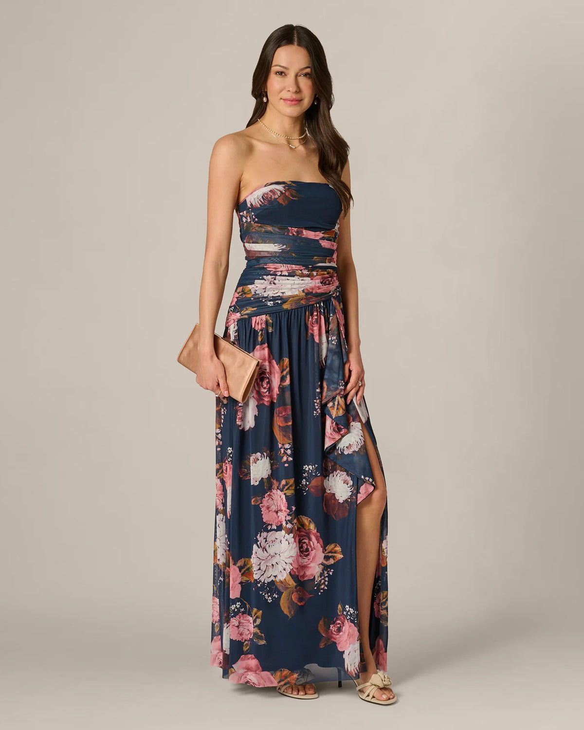 strapless a-line maxi mother of the bride dress - image 2