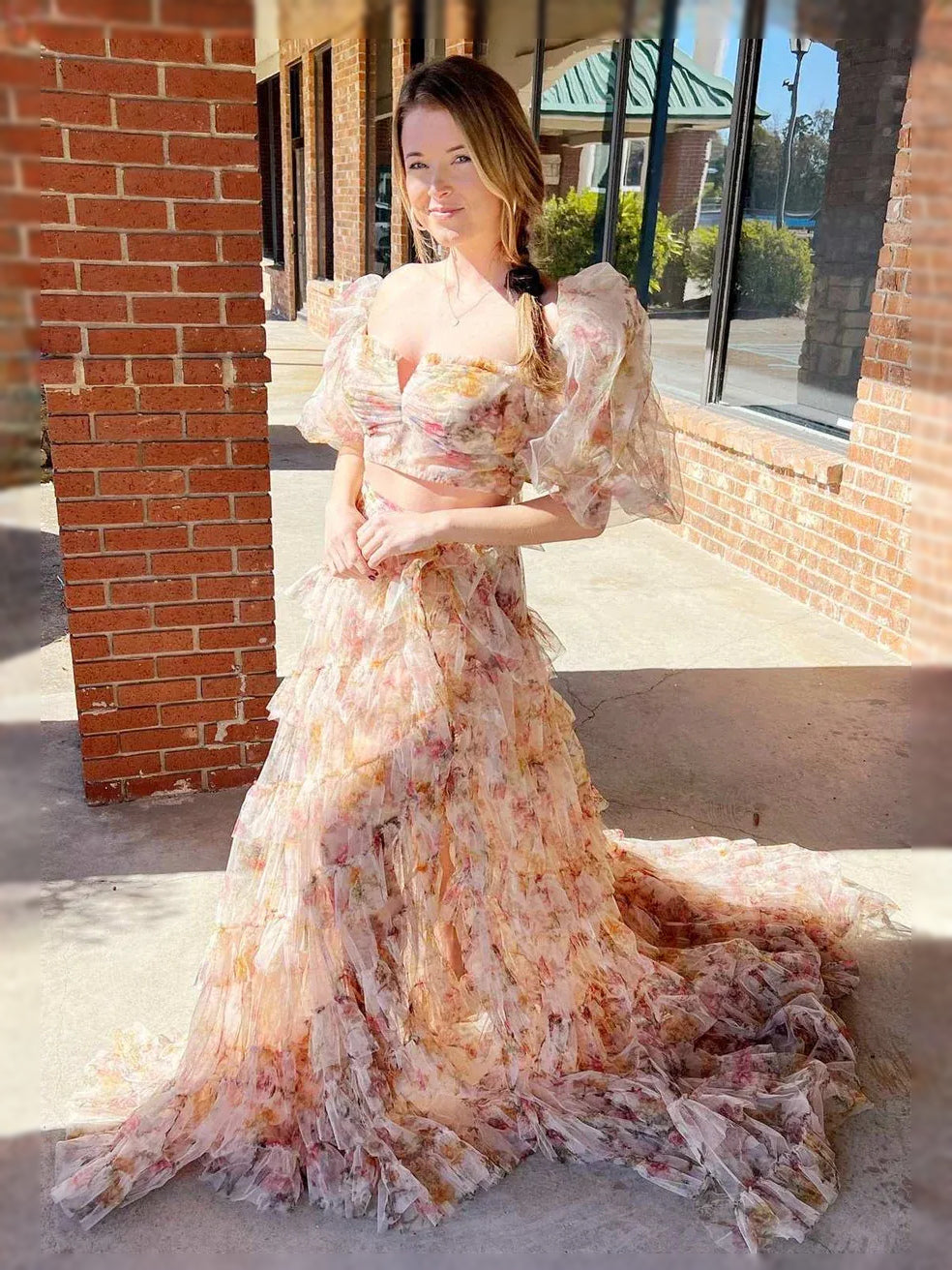 As Picture maxi prom dress, alternate view showing the bodice and skirt