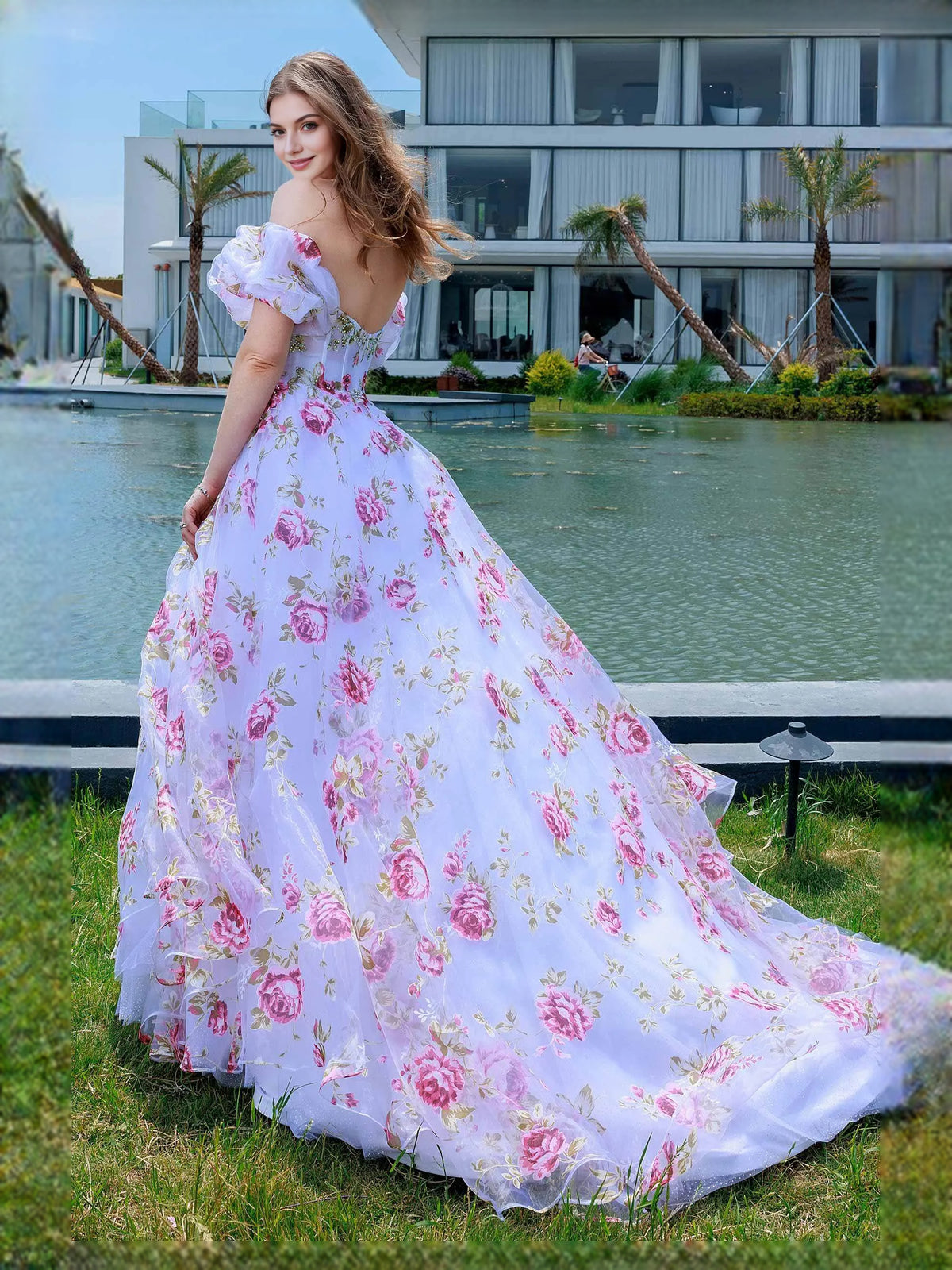 As Picture floor-length prom dress, alternate view showing the bodice and skirt