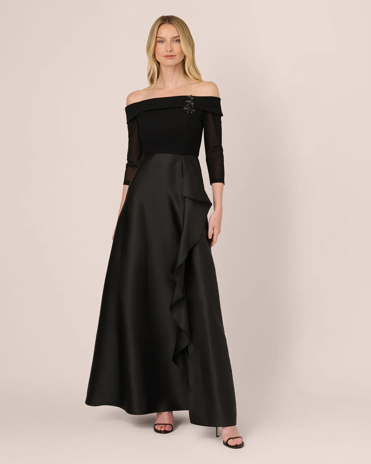 off-shoulder a-line maxi mother of the bride dress - image 2