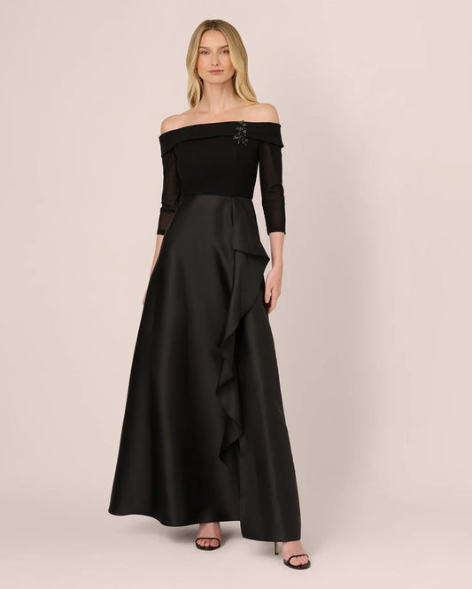 off-shoulder a-line maxi mother of the bride dress - image 2