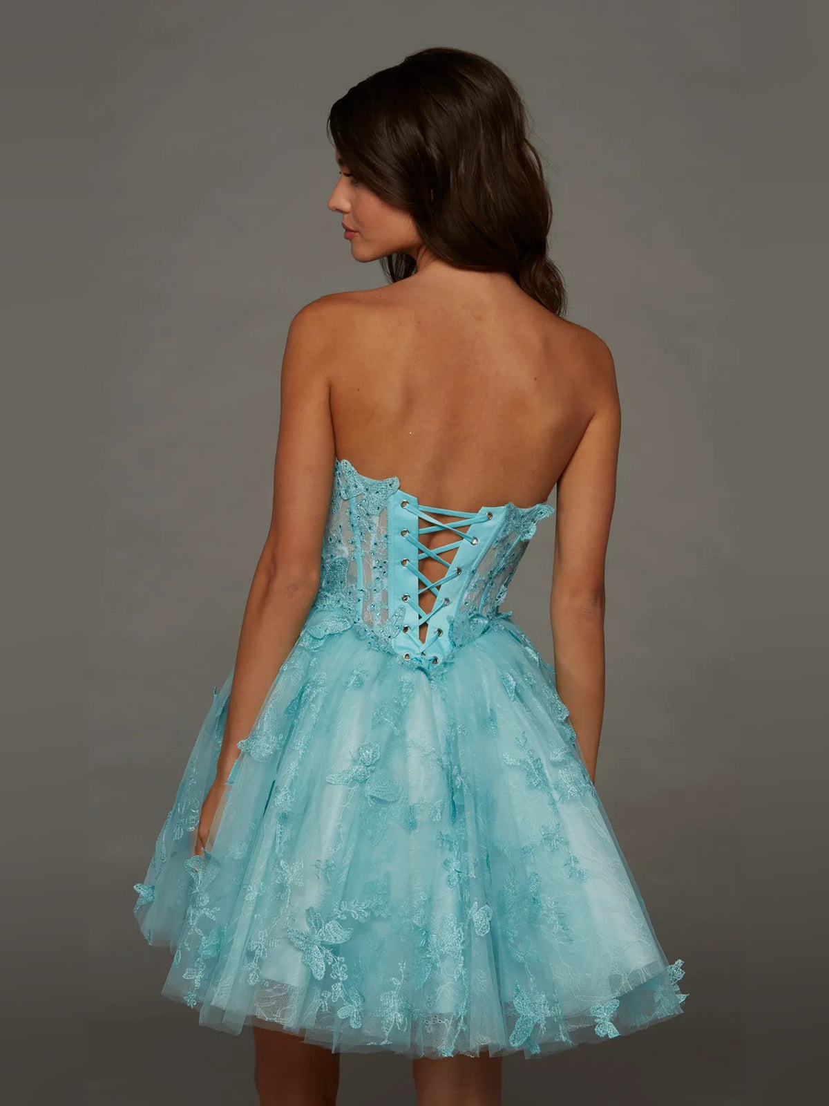 Spa mini homecoming dress, back view showing the rear of the dress