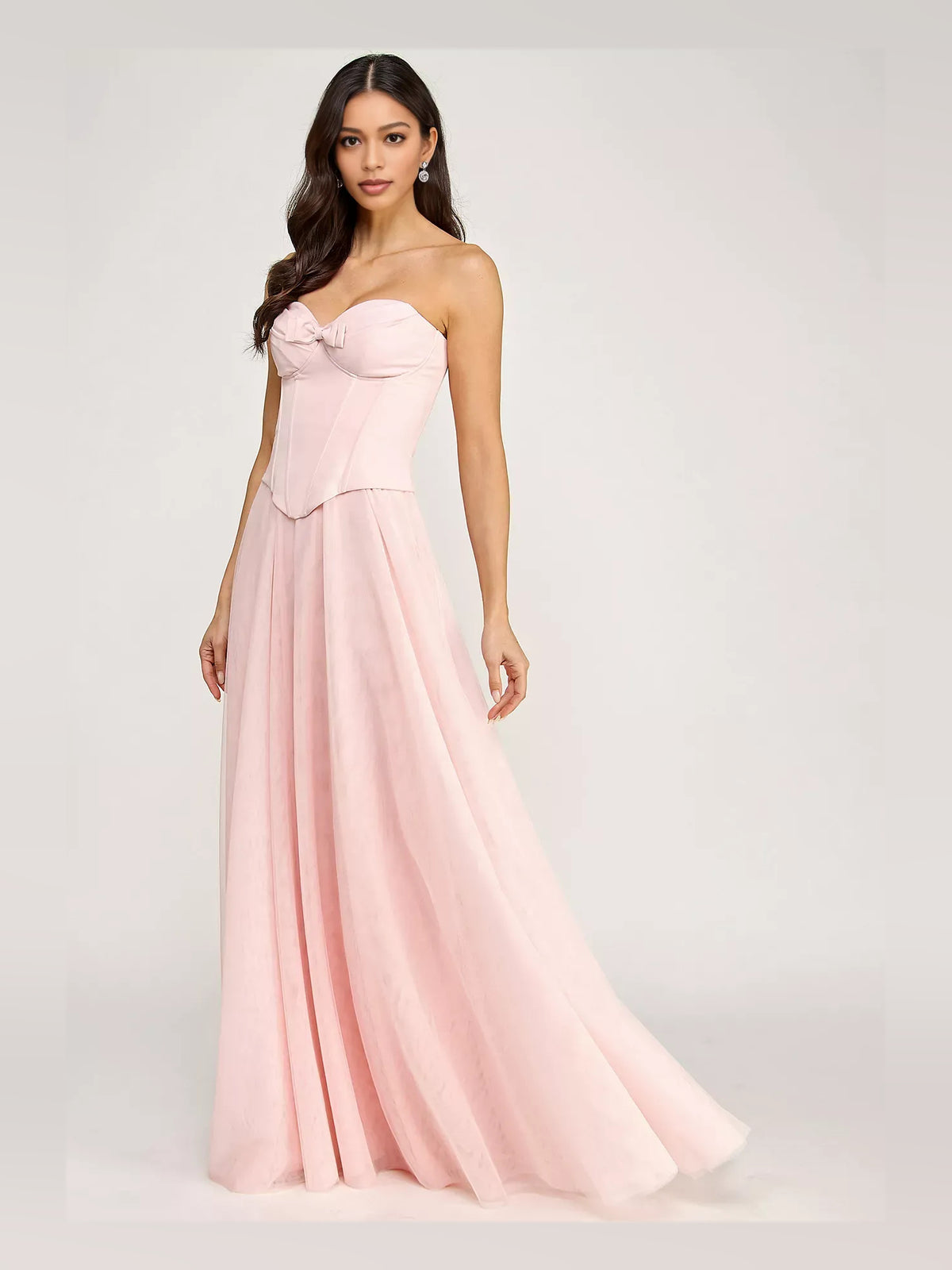 Blush Pink floor-length prom dress, alternate view showing the bodice and skirt