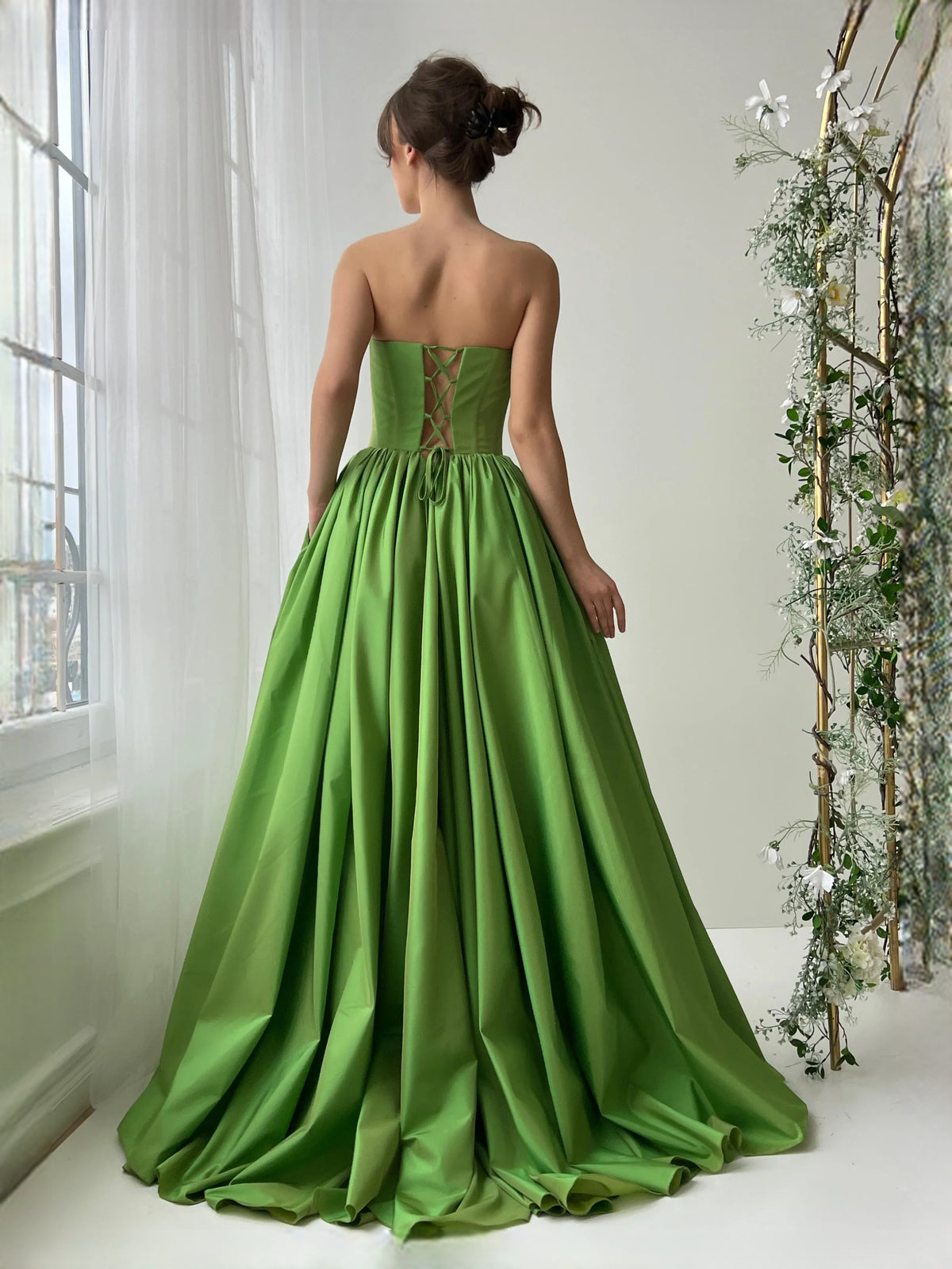 Lime Green floor-length prom dress, alternate view showing the bodice and skirt