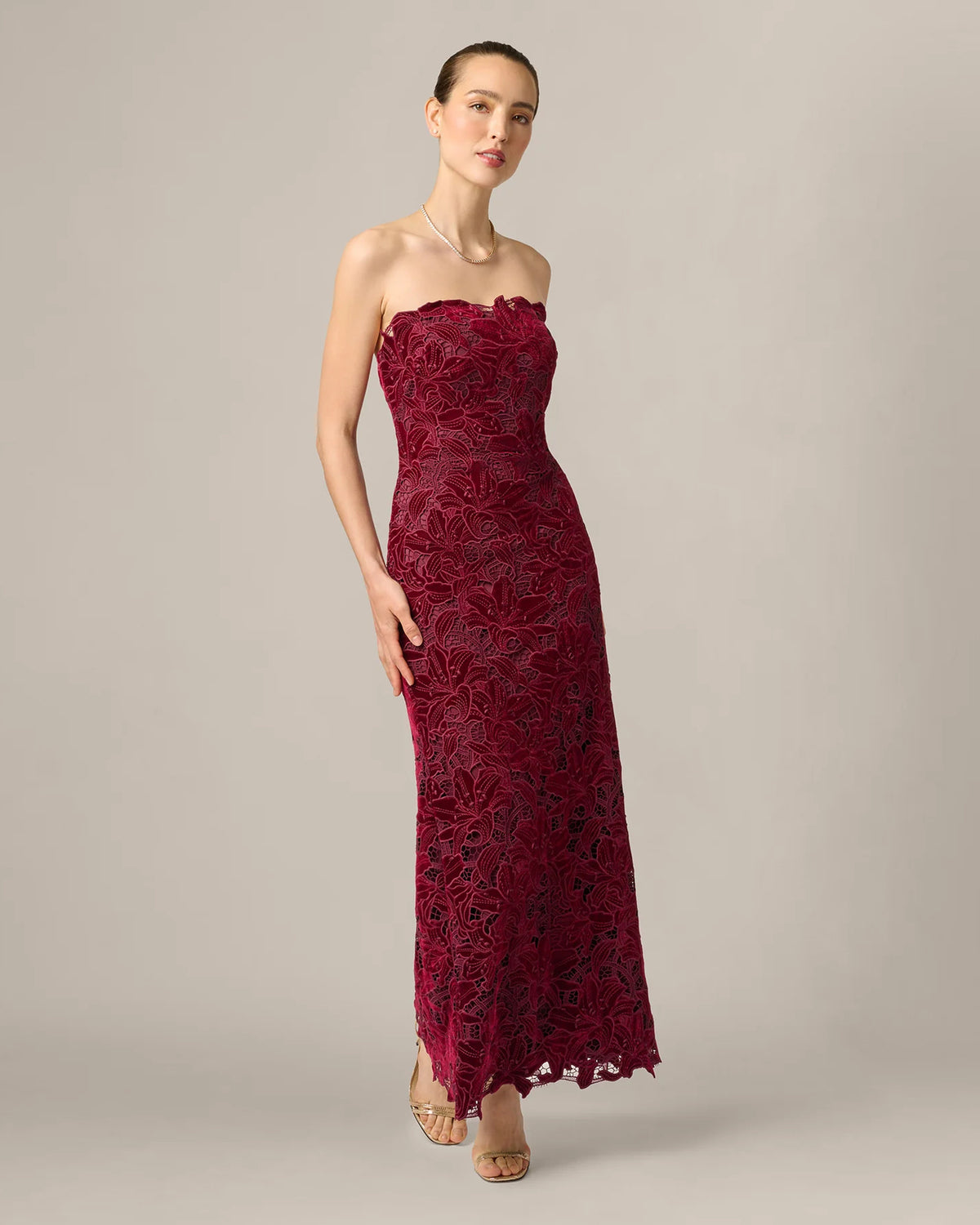 strapless a-line maxi mother of the bride dress - image 2
