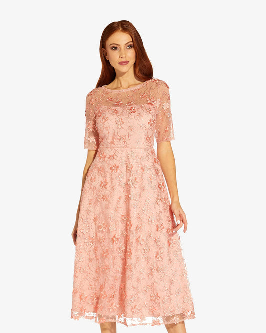 illusion neck fit-and-flare tea-length mother of the bride dress - image 2