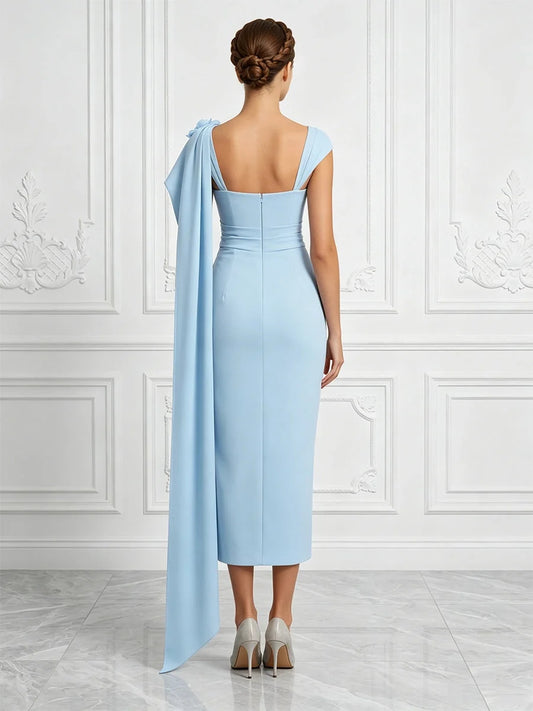 Baby Blue midi mother of the bride dress, alternate view showing the bodice and skirt