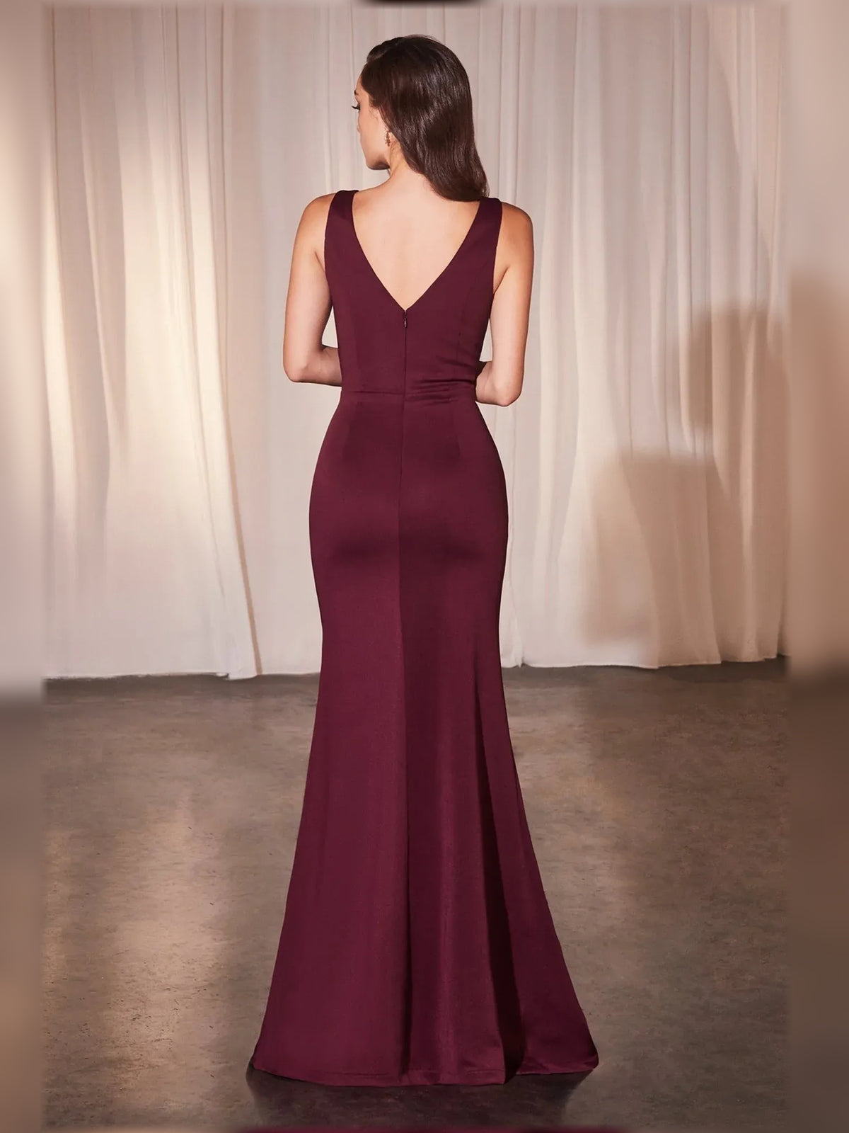 Cabernet mermaid floor-length formal dress with skirt slit, alternate view