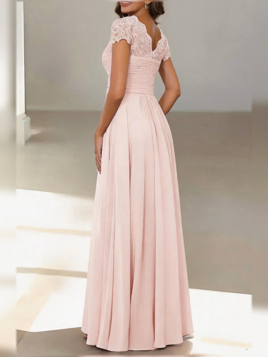 Light Pink floor-length mother of the bride dress, alternate view showing the bodice and skirt