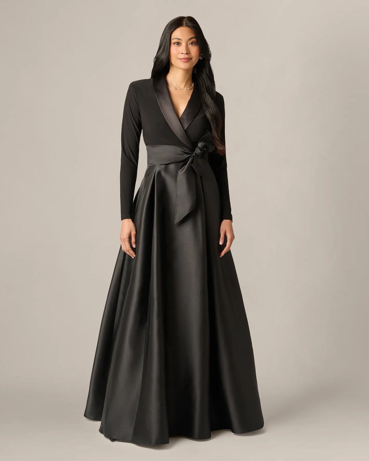 long-sleeve a-line maxi mother of the bride dress - image 2