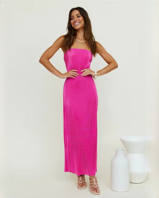 sleeveless satin a-line maxi bridesmaid dress - image 2