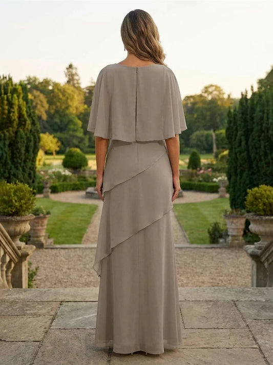 Light Gray floor-length mother of the bride dress, alternate view showing the bodice and skirt