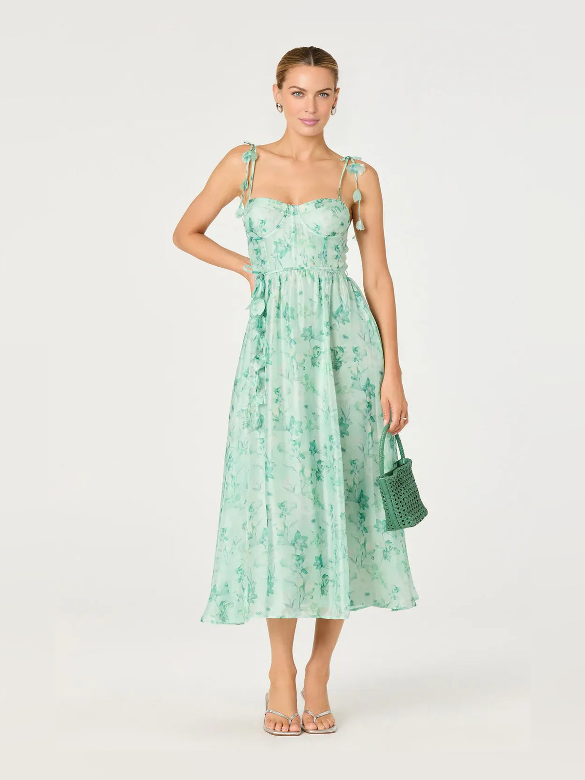 Mint Green mini prom dress, alternate view showing the bodice and skirt