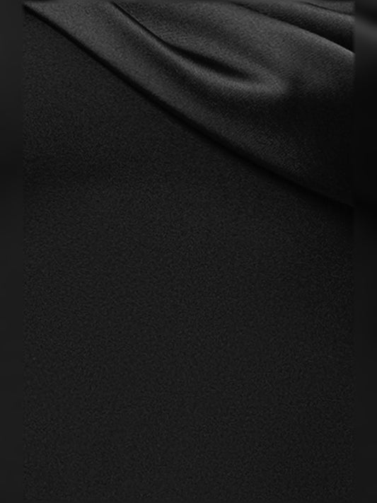 Black floor-length mother of the bride dress, alternate view showing the bodice and skirt