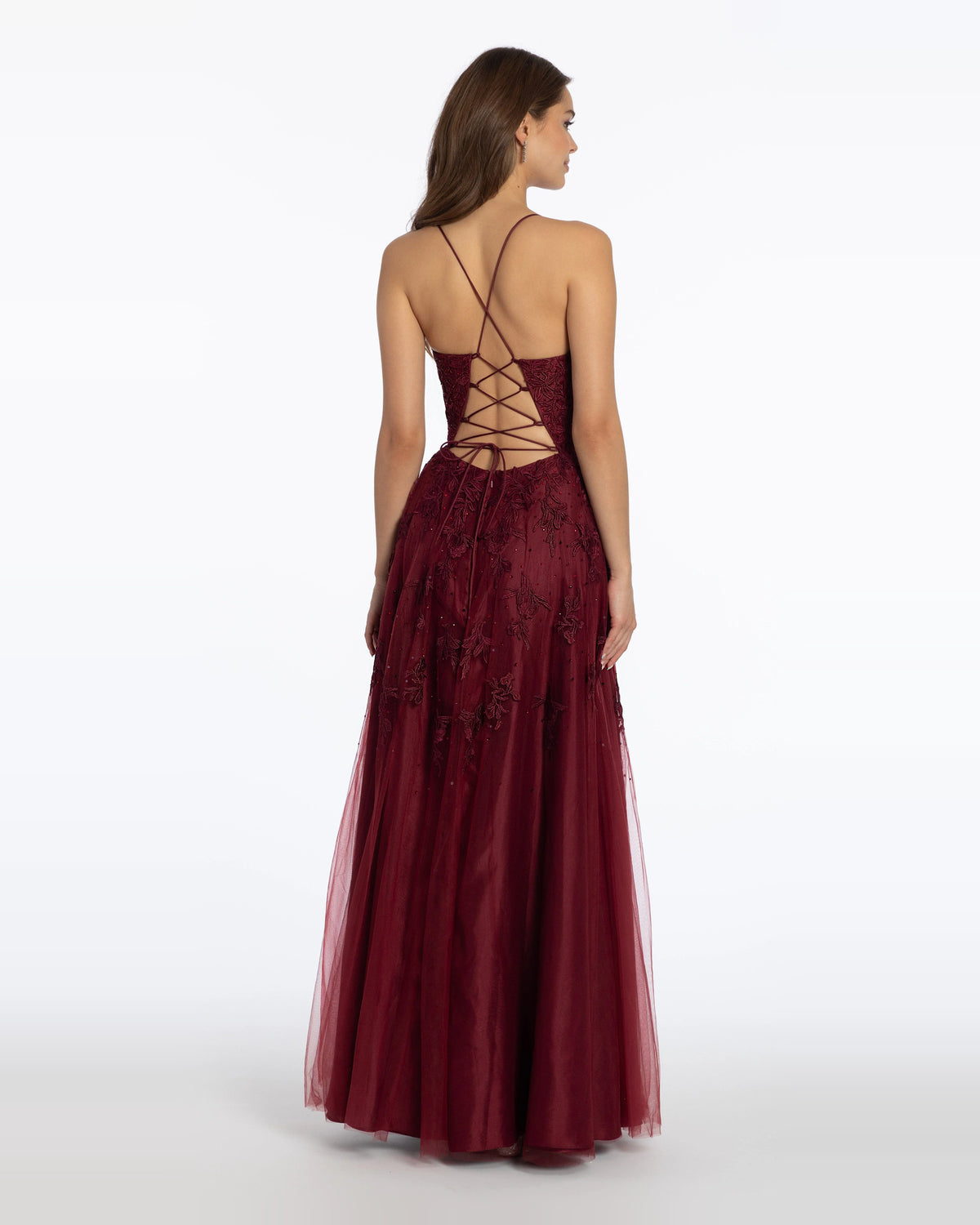 plunging neckline a-line floor-length prom dress - image 2