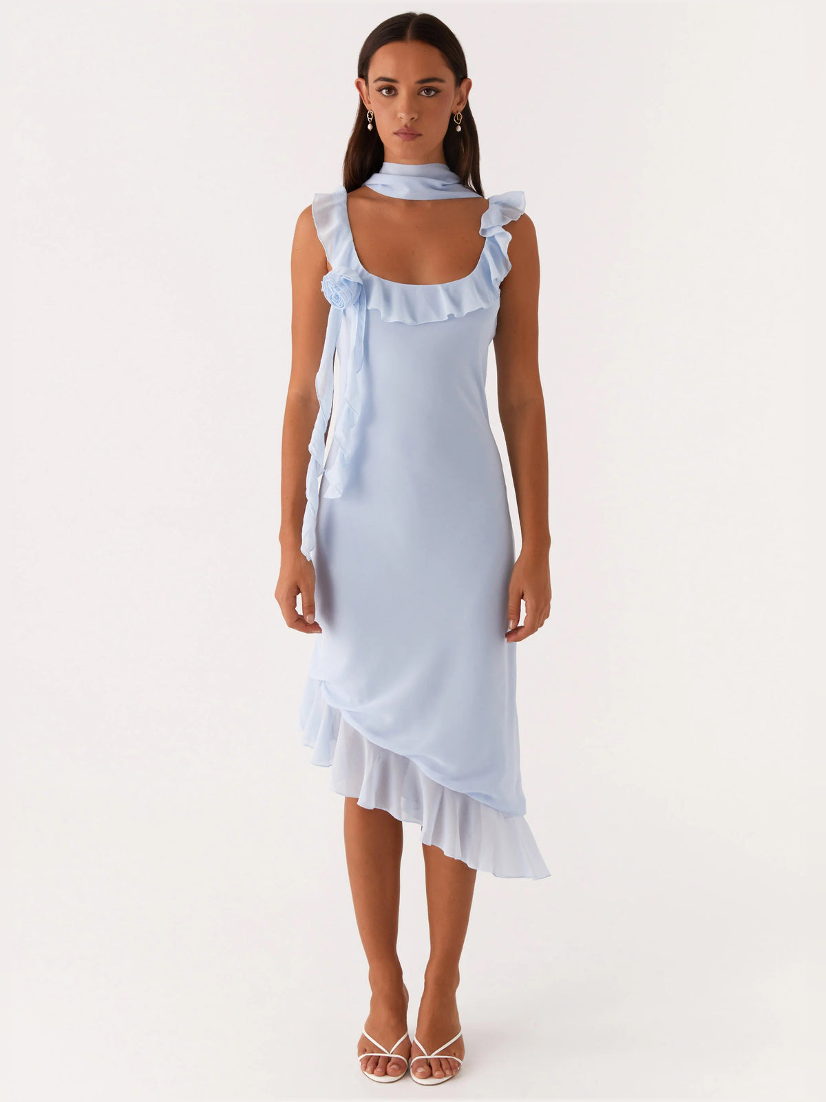 Blue midi formal dress, alternate view