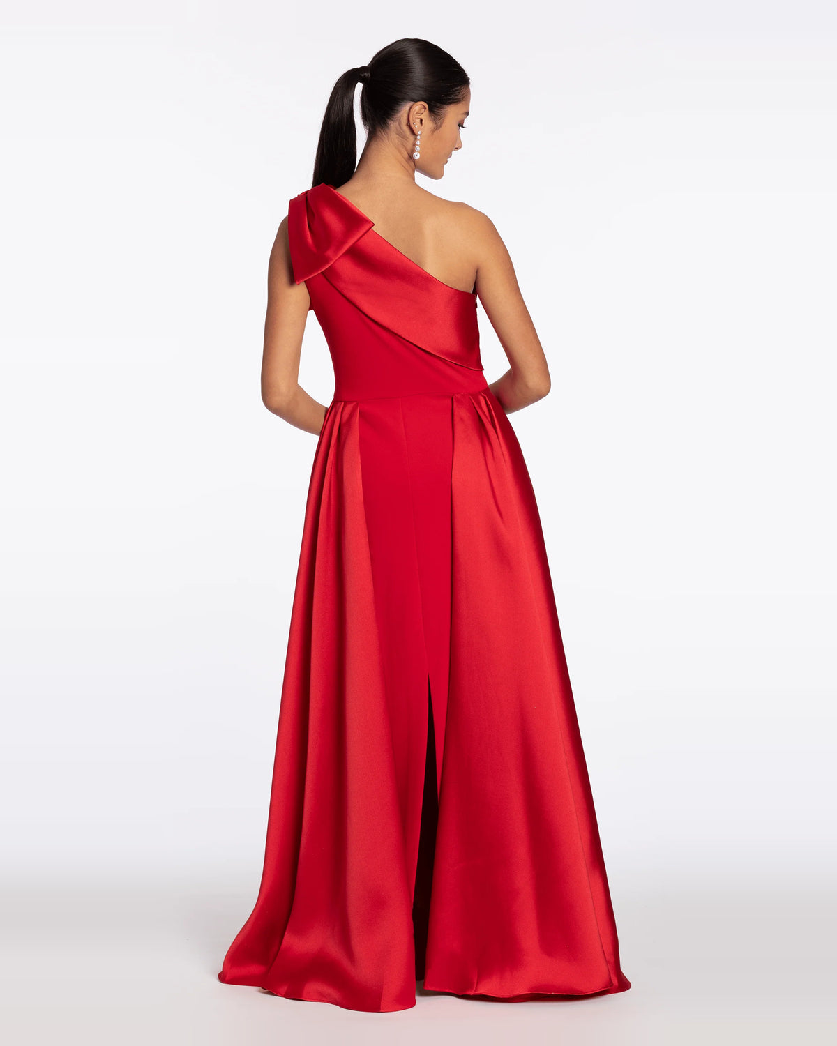 asymmetrical neck column maxi prom dress - image 2