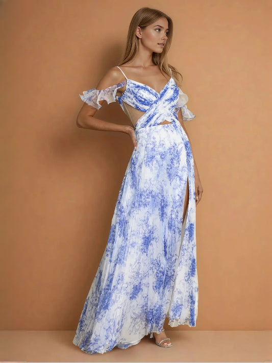 As Picture maxi prom dress, alternate view showing the bodice and skirt