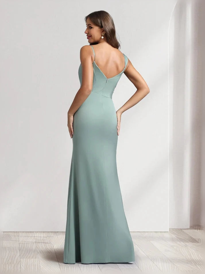 Dusty Sage floor-length bridesmaid dress, alternate view showing the bodice and skirt