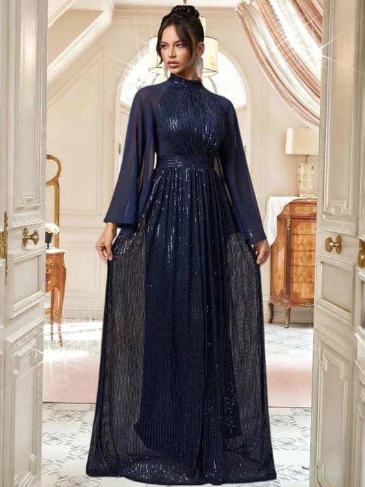 Champagne floor-length prom dress, alternate view showing the bodice and skirt