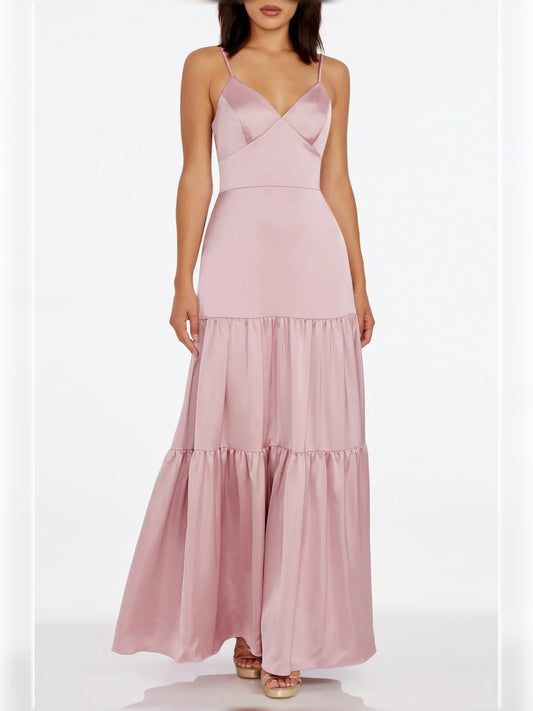 Rose Canyon fit-and-flare floor-length formal dress with ruffle details, alternate view
