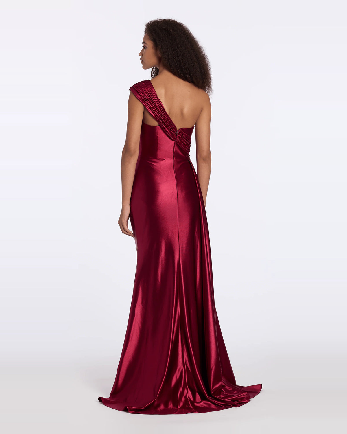 one shoulder column maxi prom dress - image 2